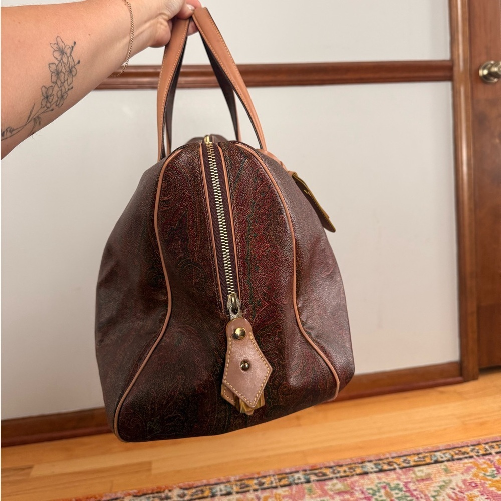 Etro Leather Paisley 48 Hour Weekender Bag🤎 - Picture 3 of 12